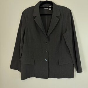 Chico’s Blazer Jacket Charcoal Gray 3-button Size 3 (XL 16) Unlined Career